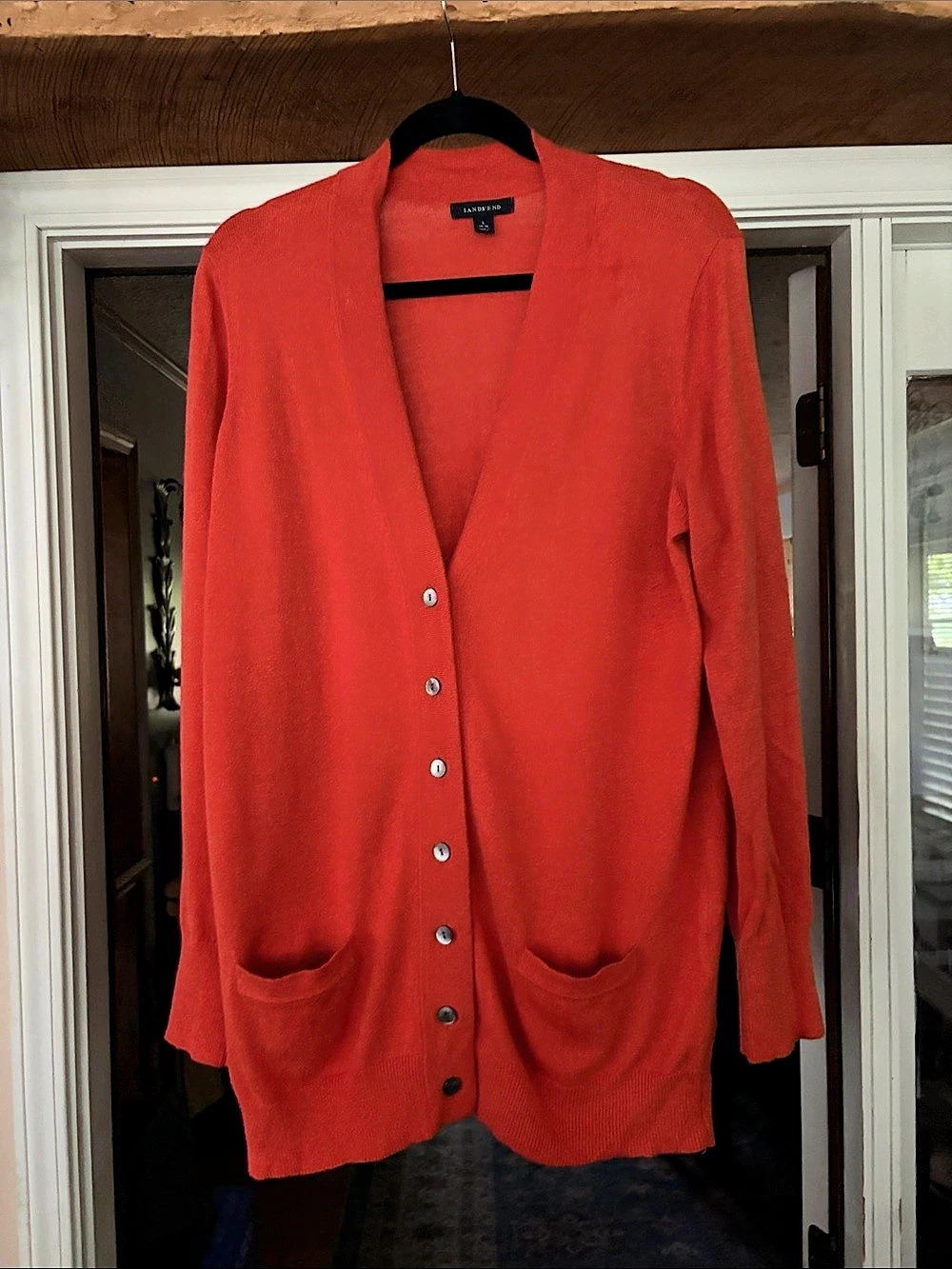 Lands' End orange Cardigan part cashmere Size Large